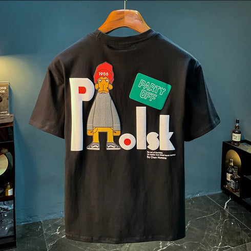 Premium Men's Printed T-Shirt – Loose Fit Half Sleeve Tee, Comfortable & Trendy Everyday Style